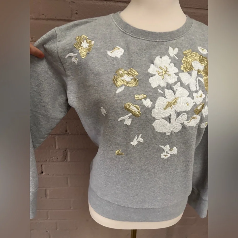 J.Crew Gray Sweatshirt with Floral Embroidery S